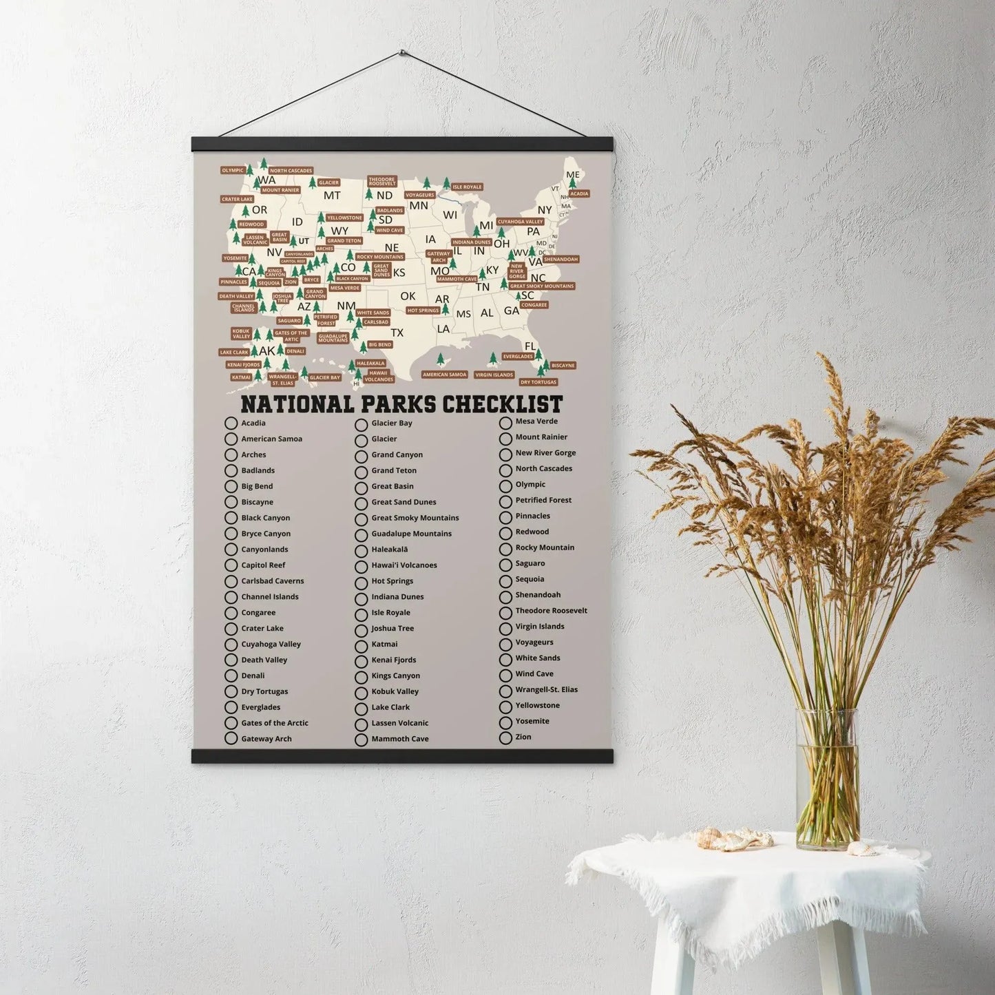 National Parks Travel Checklist (Tan) - Adventure Threads Company