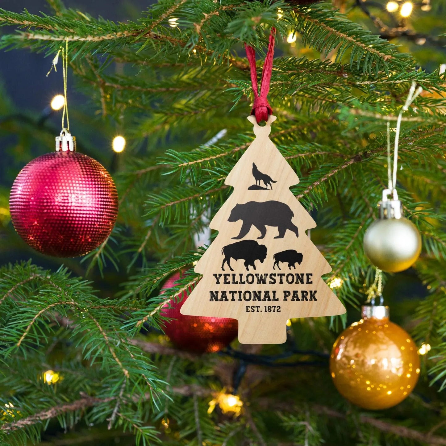 Yellowstone National Park Wildlife Wooden Ornament - Adventure Threads Company